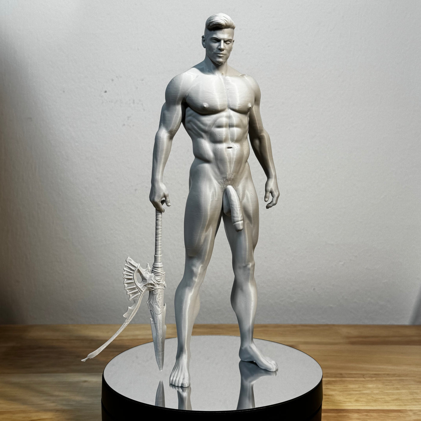 Knife — nude male warrior bust sculpture (NSFW), dark-fantasy hand-painted gay art figurine by Vovanga Studio Vienna