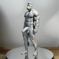 Rex — masked muscular nude male sculpture, dark-fantasy gay art collectible figurine by Vovanga Studio Vienna