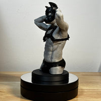 Masked male torso in leather harness, fetish gay art figurine — Vovanga Studio Vienna, view 2