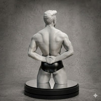 Apollo muscular male sculpture detail, hand-painted gay art collectible — Vovanga Studio Vienna, view 3