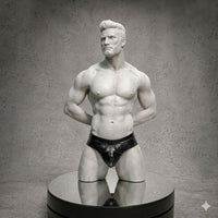 Apollo — classical muscular male torso sculpture, hand-painted 3D gay art figurine by Vovanga Studio Vienna