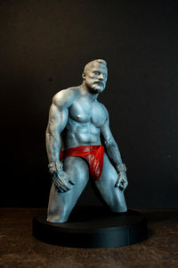 Titan kneeling muscular male statue detail, hand-painted gay art collectible — Vovanga Studio Vienna, view 2